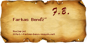 Farkas Benő névjegykártya